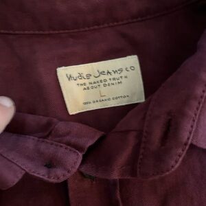 Nudie Jeans Co. Men's Burgundy Organic Cotton Shirt L